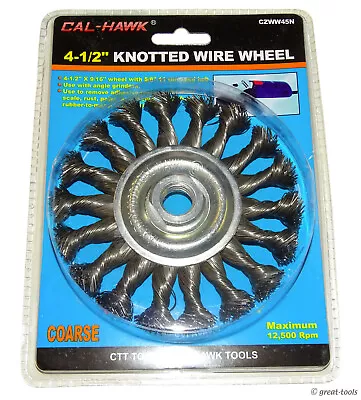 4-1/2” KNOTTED WIRE WHEEL – For Angle Grinders / Straight Grinder – Coarse Brush • $16