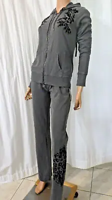 Nwt Vertigo Paris Sz Medium Distressed Gray Black Sweats Jacket Pants Bust 38 • $48.88
