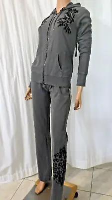 Nwt Vertigo Paris Sz X-large Distressed Gray Black Sweats Jacket Pants Bust 42 • $48.88