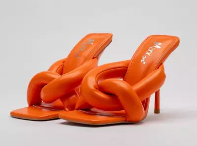 Orange Mixx Shuz Puffer Mule Heels Size 5.5 • $25