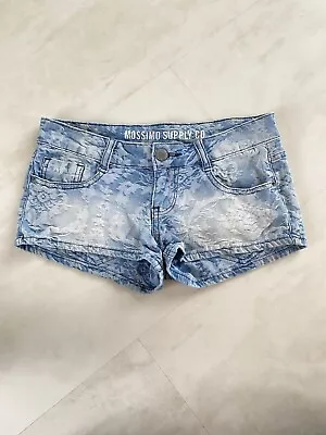 Mossimo Supply Co. - Faded Light Wash Floral Denim Shorts - Juniors Size 1 • $10
