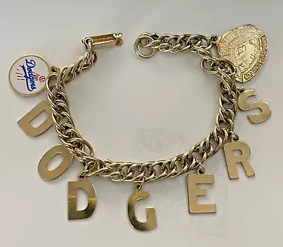 RARE Vintage 60's LA DODGERS Baseball STADIUM Letters Charm Bracelet • $69.99