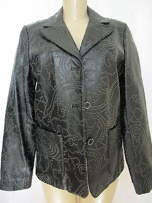 $39.99 • Buy Vakko Black Leather Stiched Long Sleeve Jacket Size