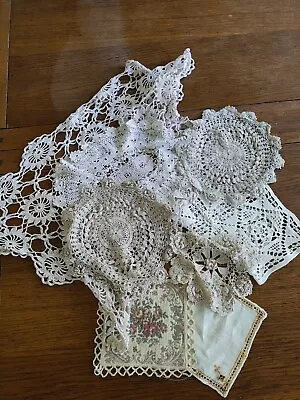 L7) Bundle Of 8 Vintage Ivory Crochet Lace Doilies • £5