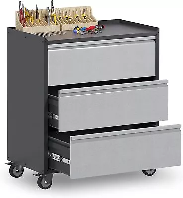 Updated Metal Storage Cabinet Garage Tool Cabinet With Lockable Wheels FREE Ship • $204.99