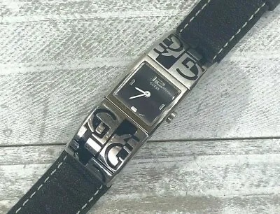 Guess GG324L Womens Square Analog Watch Silver Case Black Dial 18 Mm • $24.99