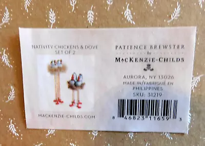 Patience Brewstermackenzie-childs Nativity Chicken & Doveset Of 2 nib • $52.50