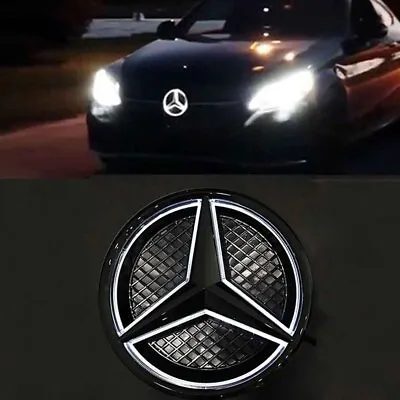 Car Front Grill LED Emblem Light Fit Mercedes Benz Glowing Logo Star Badge Black • $27.99