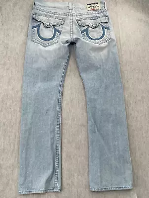 VINTAGE True Religion Jeans Adult 34 Denim Straight Embroidered Logo USA Men Y2K • $49.96