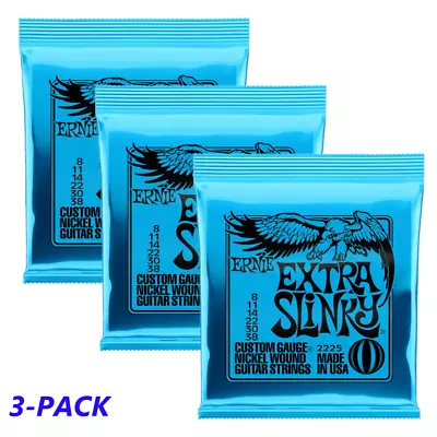 3 X FOR ERNlE BALL REGULAR SLINKY 8-38 ELECTRIC GUITAR STRINGS 2225 REPLACEMENT • $16.99