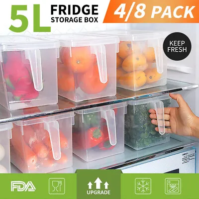 $38.99 • Buy 2/4/8X Refrigerator Storage Box Food Container Kitchen Freezer Fridge Organiser