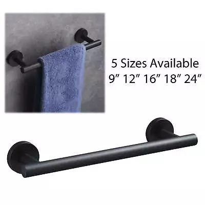 Modern Matte Black Towel Bar Rail Stainless Steel Wall Mounted Bathroom Storage • $23.79