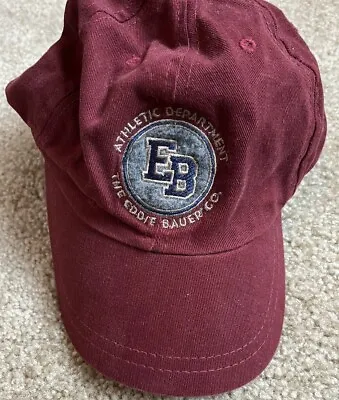 Vintage 2000s Eddie Bauer Strapback Hat Cap Adult Burgundy With Grey Fleece Logo • $12.75