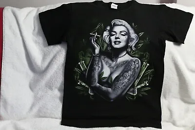 Marilyn Monroe Tattoo Joint Marijuana Leaf Bong Cannabis T-shirt • $11.27