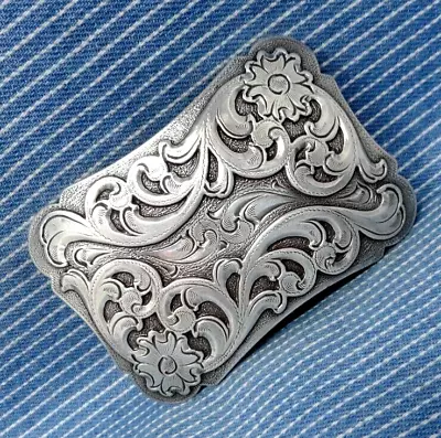 Western Floral Scroll Belt Buckle Cowboy Coastal Cowgirl Vintage 90s     .GTA070 • $25.95