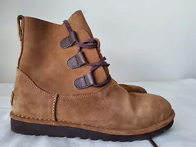 UGG Australia 1017534 Women Elvi Suede Laceup Sheepskin Boots Size 9 • $39