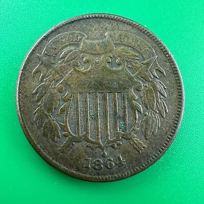 1864 TWO CENT PIECE US Coin 2 Cents - Circulated Coin • $15