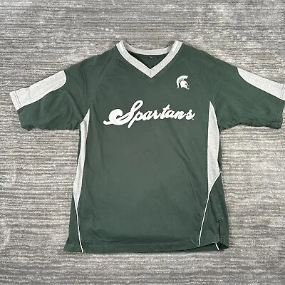 Vintage Michigan State Spartans Oversized Embroidered  V Neck T-Shirt Medium • $15