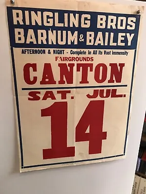 $17.77 • Buy Vintage Ringling Bros. Circus Poster 21x28  Date Sheet For Canton, Ohio