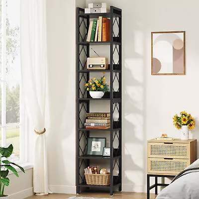 79  Tall Narrow Bookshelf Skinny Bookcase Space Saving Display Rack Home Office • $112.98