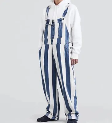 Levi’s Silvertab Baggy Striped Utility Bib Overalls Men’s L • $121.83