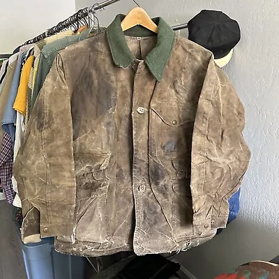 Vintage Filson Tin Cloth Waxed Canvas Jacket Size 44 • $150