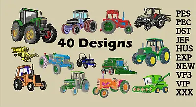 Machine Embroidery Designs - Over 40 Tractors Farm Designs - Multiple Formats • £3.49