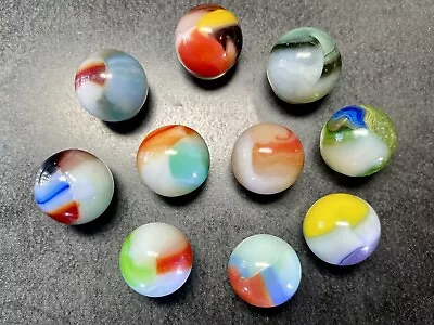 Vintage Marbles. Vitro Agate Mixed Lot Of 10. . Mint Range. 5/8 +- • $9.99