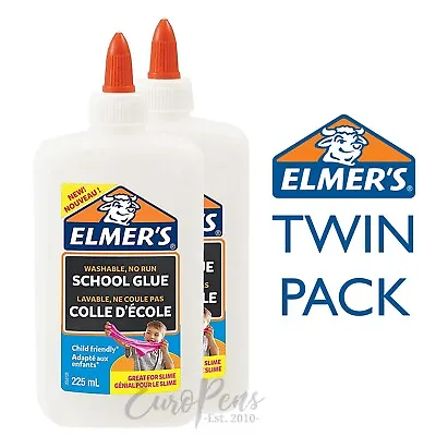 £5.95 • Buy Elmers White Washable No-Run PVA School Glue - Make Slime - 225ml Twin Pack - Uk