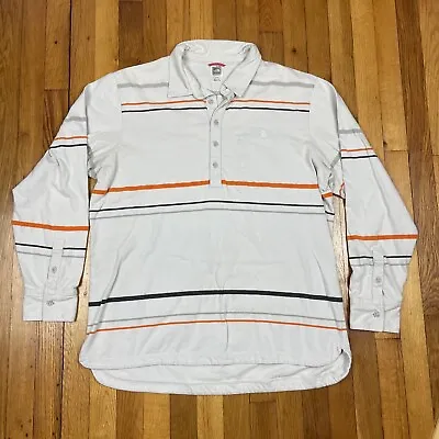 The North Face Long Sleeve Polo Shirt Mens XL Beige Stripe Outdoor Cotton • $9.37