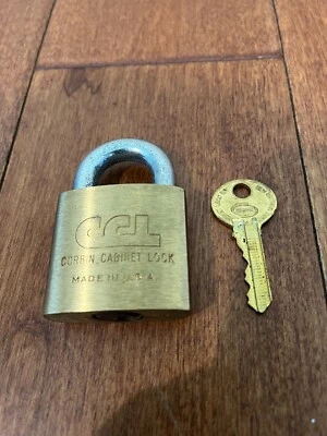 $29.95 • Buy Vtg,NOS,Corbin Cabinet Lock,Brass W Hardened Steel Shackle Padlock,Keyed Alike