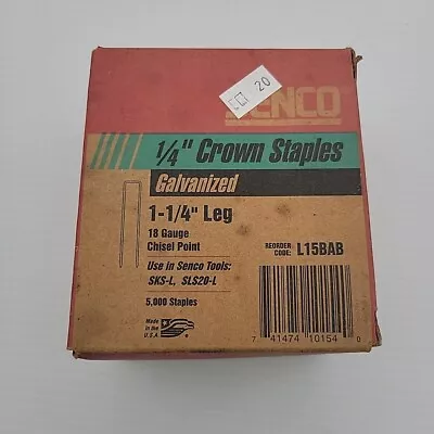 1 Box Of Senco Galvanized Finish Staples L15BAB 18 Gauge 5000 In Box • $19.99