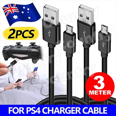 $6.45 • Buy 2Pcs USB Charger Charging Cable Cord For PS4 PLAYSTATION 4 Controller AU