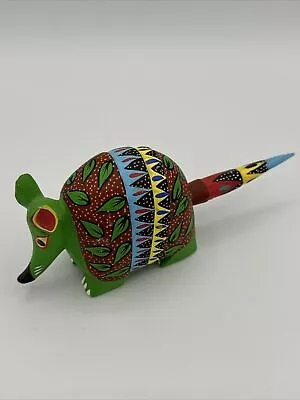 Vtg Wood Carved Armadillo Oaxaca Mexican Folk Art -signed Vibrant Colors Nice F • $29.99