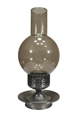 $39.99 • Buy Vintage Lantern Candle Holder Brown Glass Chimney Shade Solid Brass Burner Base 