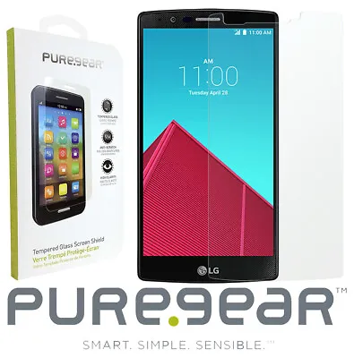 Puregear Hard 9h Hd Tempered Glass Screen Guard Shield Protector For Lg G4 • £9.47