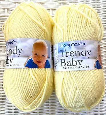 Lot Of 2 Mary Maxim Trendy Baby Anti-pilling Acrylic Yarn Yellow Anti-Bacterial • $10