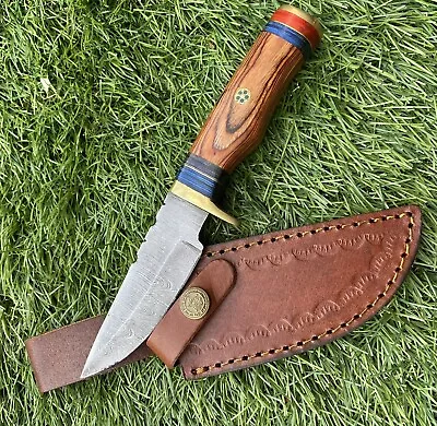 8”Handmade /Forged Damascus Steel Knife W/ Wood Handle& Sheath ZH 13/Axe/pro Max • $39.99