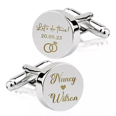 Personalised Men's Cufflinks Wedding Day Gift For Best Man Usher Groom Groomsman • £7.99