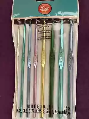 Boye 8 Piece Aluminum Crochet Hook Set Sizes US D - K • $8.85