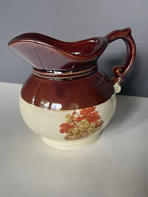 Vintage McCoy Pitcher 7528 Grapes Leaves Brown And Tan 5.5” Tall- EUC • $9.56