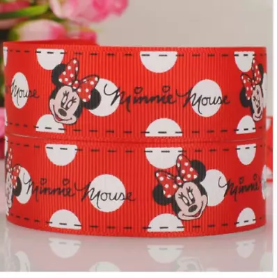  Minnie Mouse Disney Grosgrain Printed Character Ribbon 25mm (1 ) Cake Hair • £1.98