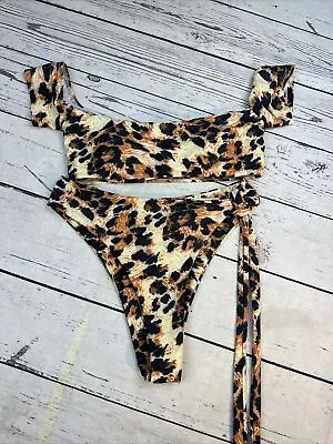 ZAFUL Bikini Size Small Women's High Waisted Leopard Two Pieces Bathing Suit  • $11.29