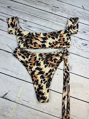 $9.98 • Buy ZAFUL Women's High Waisted Bikini Leopard Two Pieces Bathing Suit Size Small