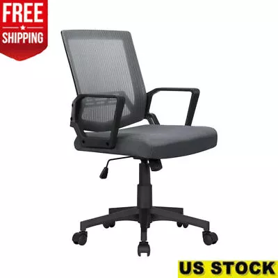 Swivel Ergonomic Computer Chair Mid-Back Mesh Adjustable Height Office Gray New • $39.99
