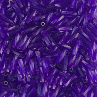 Miyuki Twisted Bugle Beads 6mm 17.5GM Transparent Dark Purple • $3.99