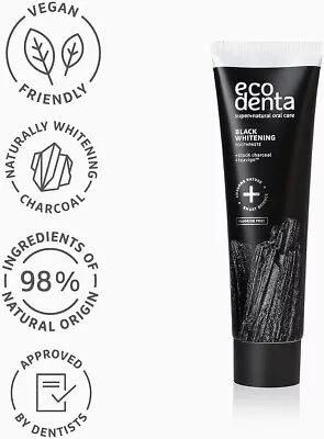 EcoDenta Charcoal Toothpaste Whitening Toothpaste I Fluoride Free 100ml. • £6.78