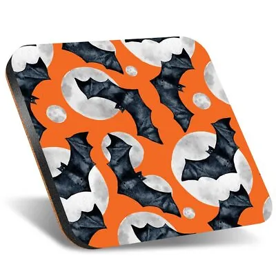 £3.99 • Buy 1x Square Coaster 12cm Orange Bat Halloween Moon Spooky #170692