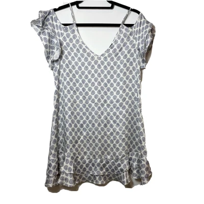 $50 • Buy Rachel Zoe Womens Daniela Cold Shoulder Silk Mini Dress White 0 Ruffle V-neck M