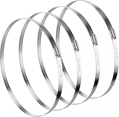 NEBURORA 8 Inch Hose Clamp Adjustable 304 Stainless Steel Duct Clamp 4 Pack Worm • $13.26